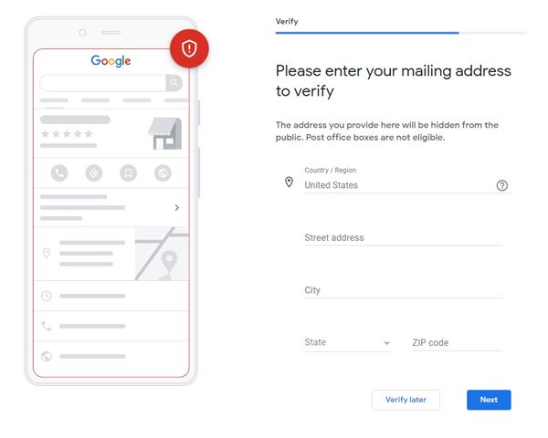 Mailing Address for verification
